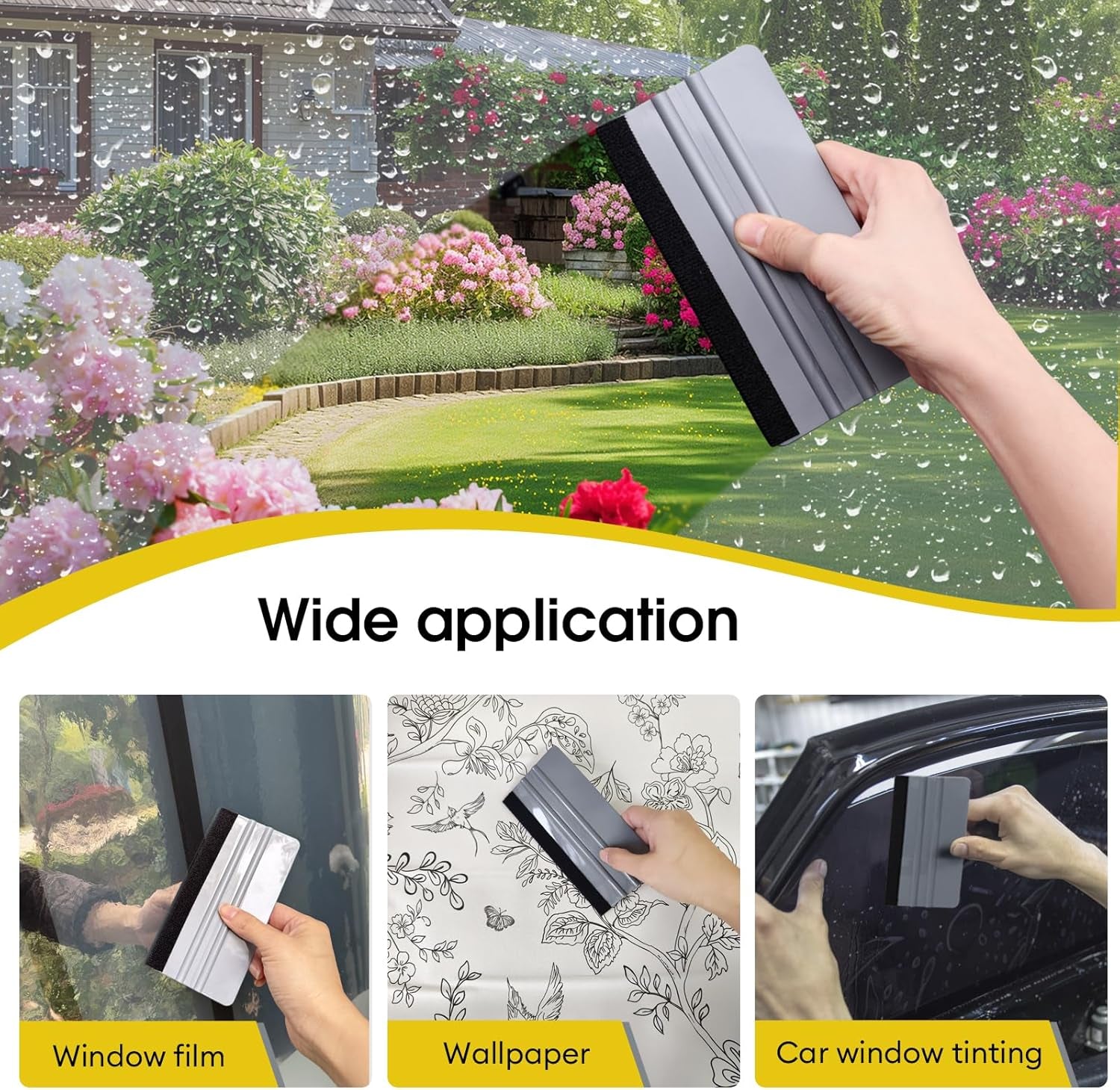 Window Felt Squeegee Tool, Vinyl Scraper for Window Privacy Film, Wallpaper and Car Glass, Tint Squeegee Installation Tool Protection Scratches Film Soothing, 5.9 * 3.1 Inch, Grey