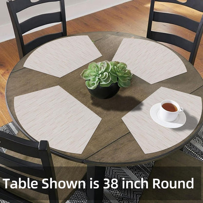 Small round Table Placemats Set of 5 Wedge Shaped Place Mat with Centerpiece round Mat Heat Resistant Table Mats Washable (5, Beige)