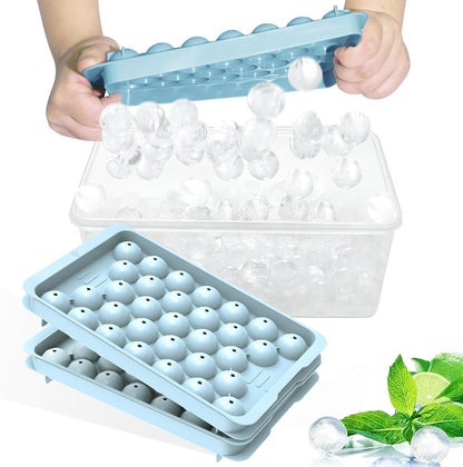 Ice Cube Tray with Lid - 62 round Ice Balls Maker, Bpa-Free, Space-Saving Stackable Ice Molds for Freezer, Easy Release Ice Trays for Cocktails & Drinks