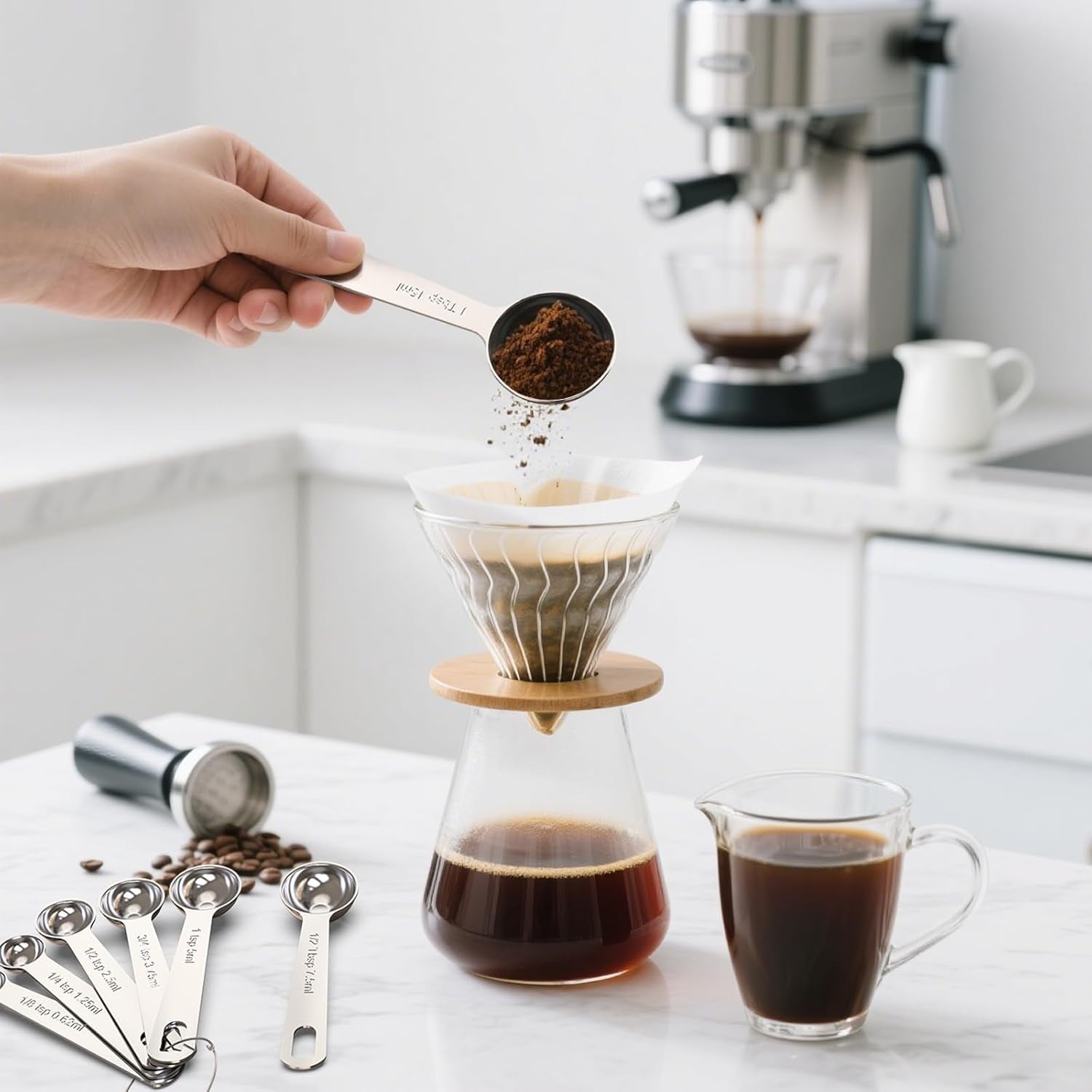 Stainless Steel Measuring Spoons Set,Coffee Scoop Spoon,Kitchen Gadgets for Cooking & Baking,Set of 6