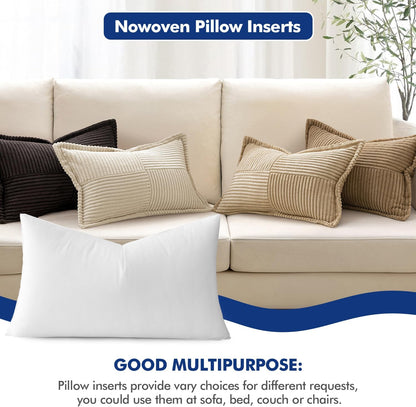12x20 Inch Decorative Rectangle Pillow Insert, Premium Fluffy Cushion Filler for Sofa and Living Room