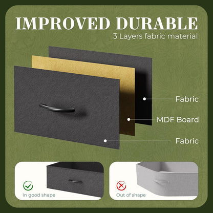 70-Inch Black Dresser and TV Stand for 65-80 Inch TVs with 12 Fabric Drawers - Wide Storage Chest for Bedroom and Living Room