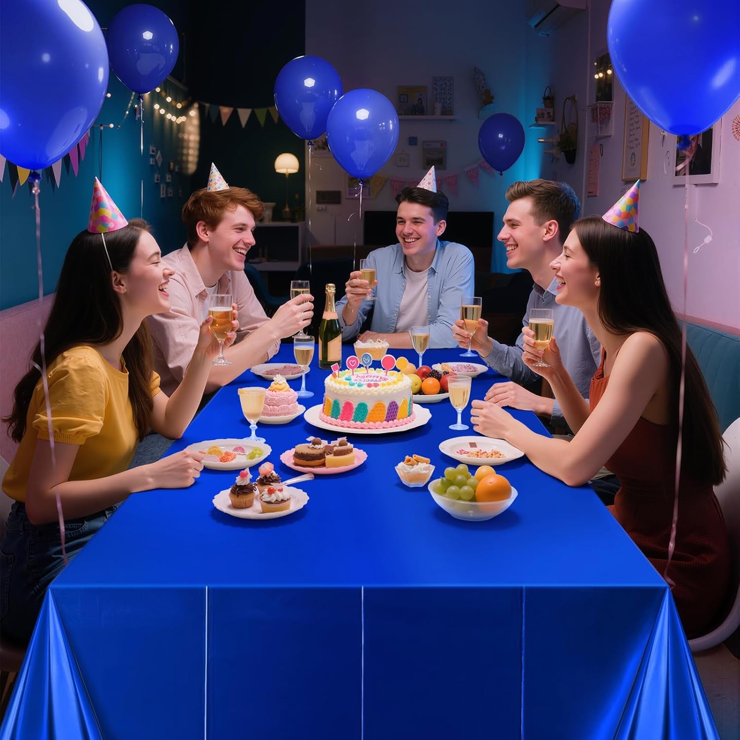 Set of 2 Lake Blue Plastic Tablecloths - Elegant Metallic Matte Finish, 40" x 108" - Ideal for Baby Showers, Christmas, Winter Celebrations, Birthday Parties, Weddings, and Graduation Decorations