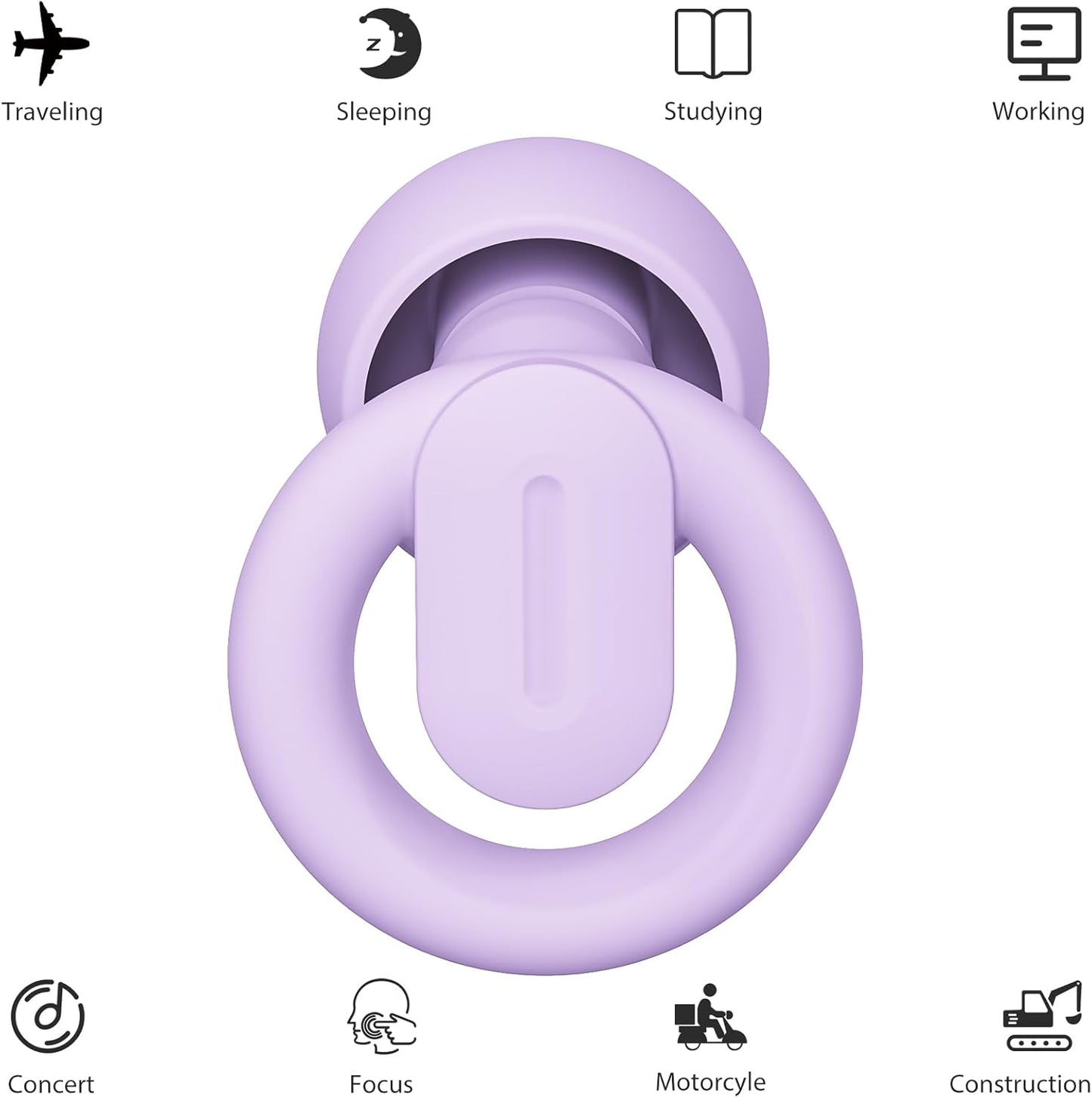 Ear Plugs for Sleeping Noise Cancelling, Reusable Earplugs for Noise Reduction, Soft Silicone Hearing Protection Ear Plugs for Sleep, Work, Noise Sensitivity, Study, Snoring, Concert 30-35Db