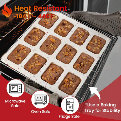 Mini Loaf Pan, Silicone Mini Bread Loaf Pans 12 Cups for Baking Mini Bread, Brownie, Cornbread, Cheesecake, Soap Nonstick
