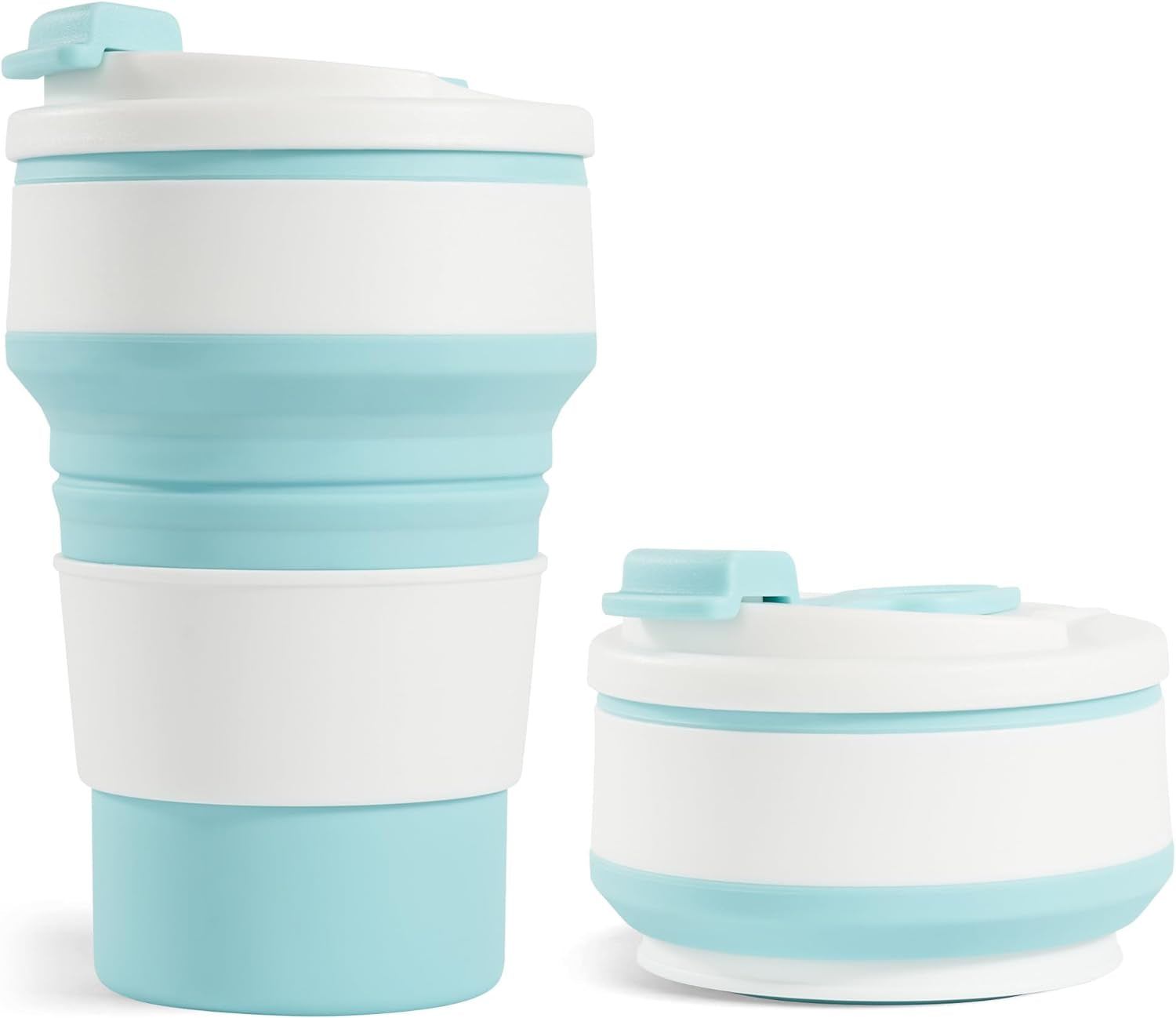 12Oz Collapsible Cup for Traveling, Collapsible Silicone Travel Cup for Hot and Cold Drinks, Leak Proof Silicone Folding Travel Coffee Mug for Camping & Hiking, BPA Free Blue