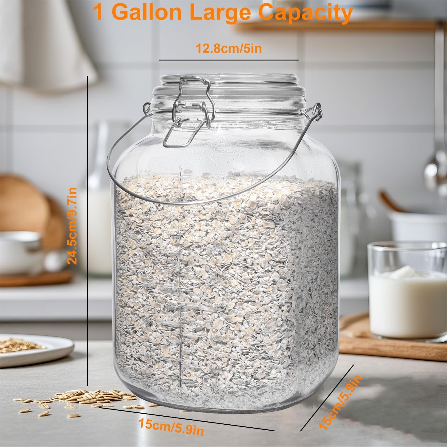 1 Gallon Super Wide Mouth Glass Jars with Airtight Lids,2 Pack Gallon Mason Jars Glass Storage Container for Canning,Pickling,Fermenting