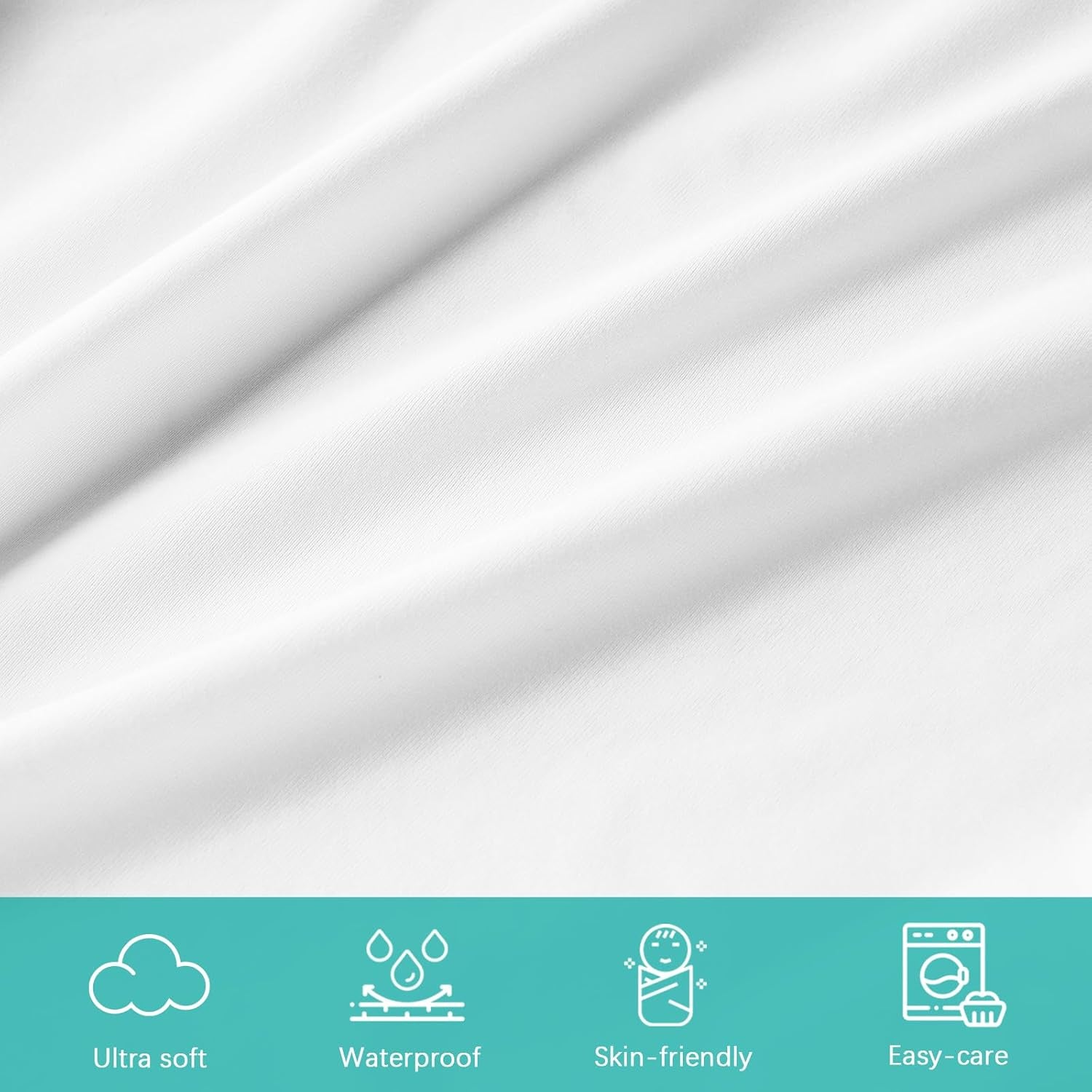 Changing Pad Cover Waterproof, 2 Pack Diaper Change Table Sheets for Baby Boys Girls, Fitted Cradle Sheets for 32"X16" Contoured Pad, Breathable & Ultra Soft, White