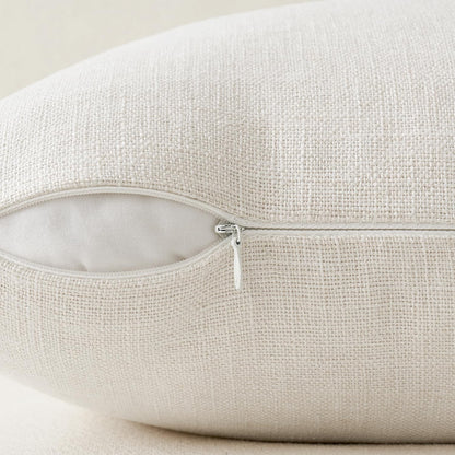 Pack of 2 Decorative Farmhouse Linen Pillow Covers Rustic Boho Accent Outdoor Couch Throw Pillow Covers for Cushion Bed Sofa Living Room Home Decor 18X18 Inch Ivory