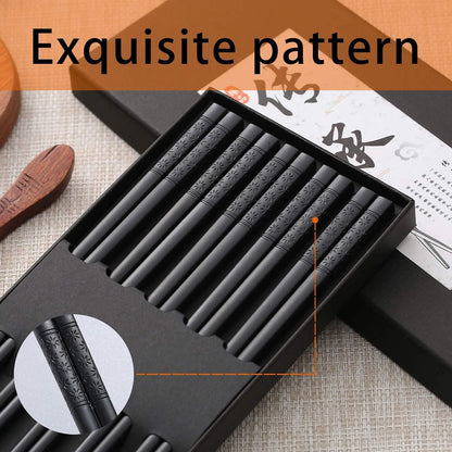 10 Pairs Fiberglass Chopsticks - Reusable Chopsticks Dishwasher Safe, 9 1/2 Inches - Black