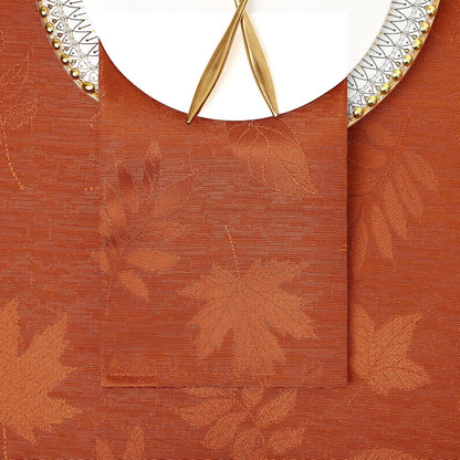 Thanksgiving Napkins Set of 4, 18X18 Inch Waterproof Fabric Fall Napkins, Autumn Leaves Damask Napkins for Harvest Parties, and Holiday Dinner, Rust