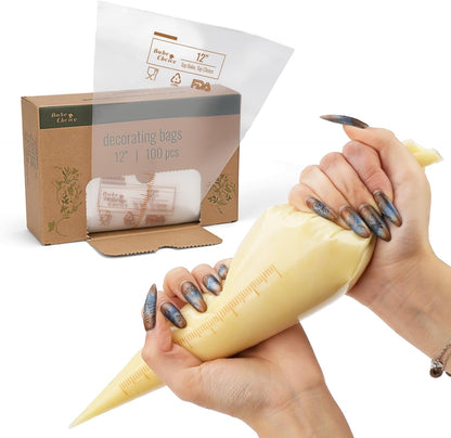 12 Inch Piping Bags, 100PCS Thickened Disposable Pastry Bags, anti Burst Icing Bags for Cream Frosting, Non-Slip Frosting Bags, Cake & Cookie Decorating Supplies