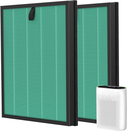 2 Pack MK-D05 Air Filter Replacement for A-EVE MK-D05 Air Purifiers, 4-In-1 High-Efficiency H13 True HEPA Filter - Pet Dander Version, Green