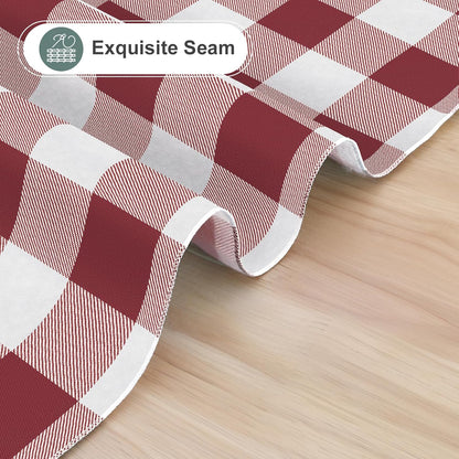 Rectangle Waterproof Vinyl Table Cloth, Buffalo Flannel Backed Tablecloth, Wipeable Plastic Table Cover for Dinner, Kitchen, Outdoor (60" X 84", Burgundy and White)