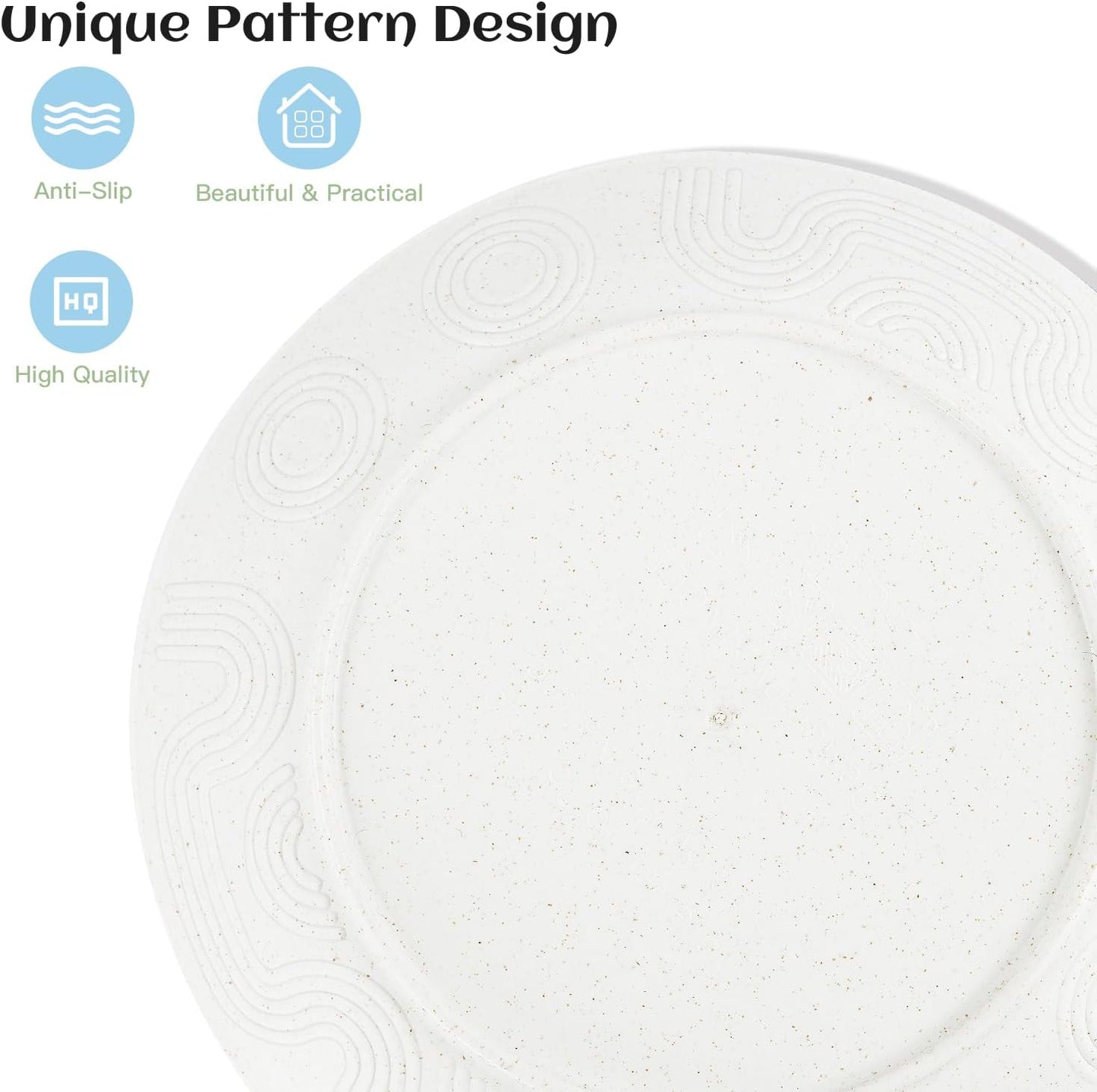 Wheat Straw 40-Piece Dinnerware Set for 8 - Includes Dinner Plates, Dessert Plates, Cereal Bowls, Cups, and Appetizer Plates - Reusable White Dish Set for Kids and Adults