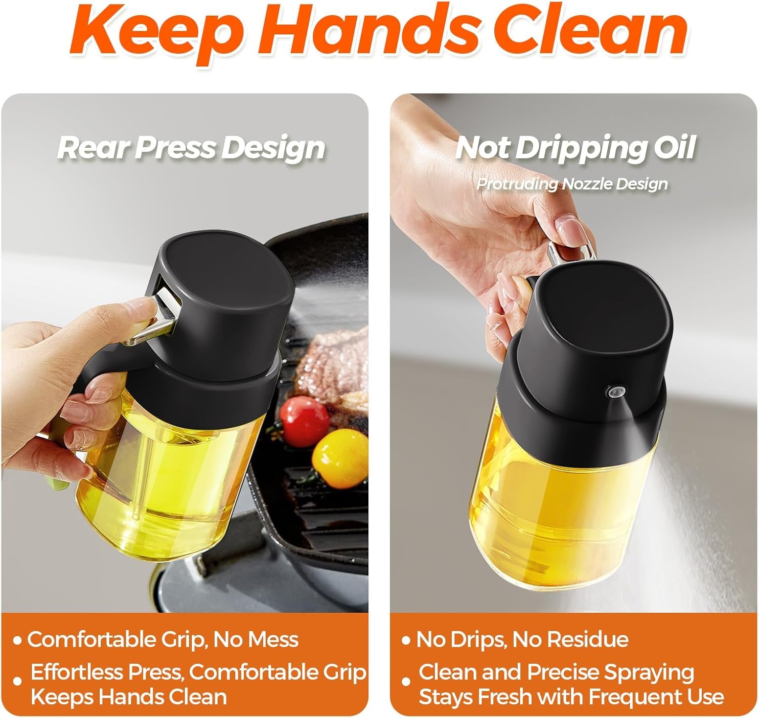 Mini Oil Sprayer for Cooking, 6.8 OZ/ 200 ML Premium Oil Spray Bottle for Kitchen, Food-Grade Olive Oil Sprayer, Portable Oil Mister for Air Fryer, Kitchen, Outdoor BBQ and Camping (Black)