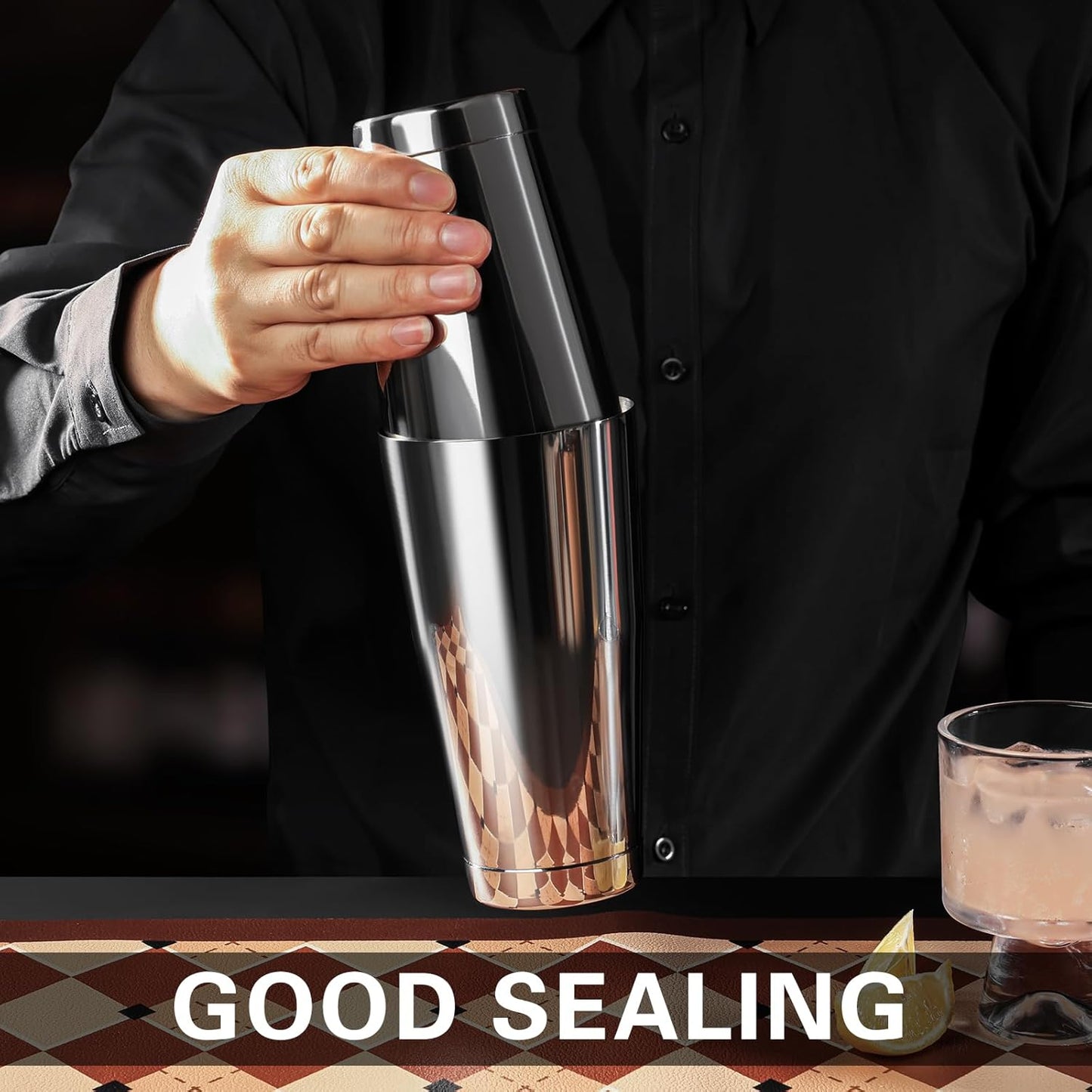 Boston Cocktail Shaker Set, 18 Oz & 28 Oz Stainless Steel Weighted Shaker Tins, Metal Martini Shaker Drink Mixer for Bartending, Professional Bar Tools for Bartender （Sliver）