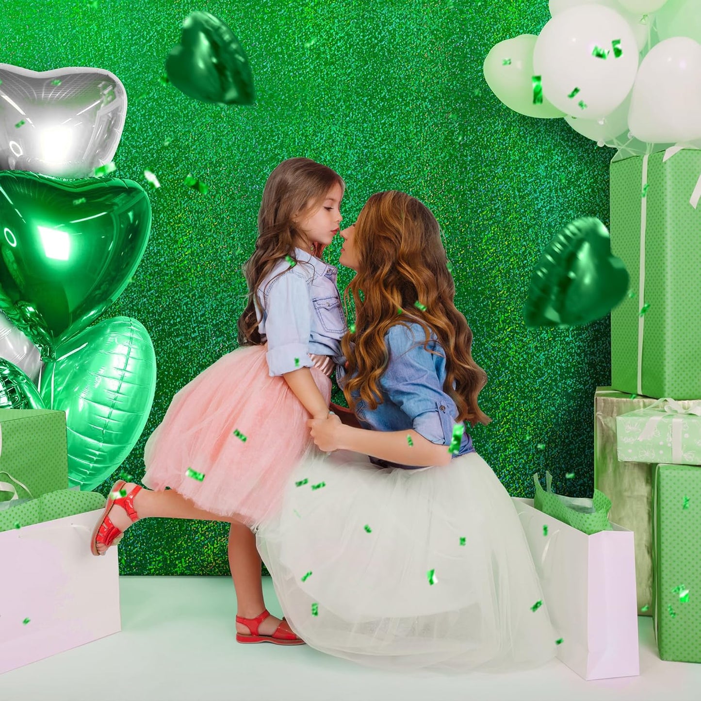 Set of 2 Dark Green Holographic Foil Tablecloths - 54x72 Durable Table Covers for Elegant Events, Perfect for Parties, Weddings, and Showers