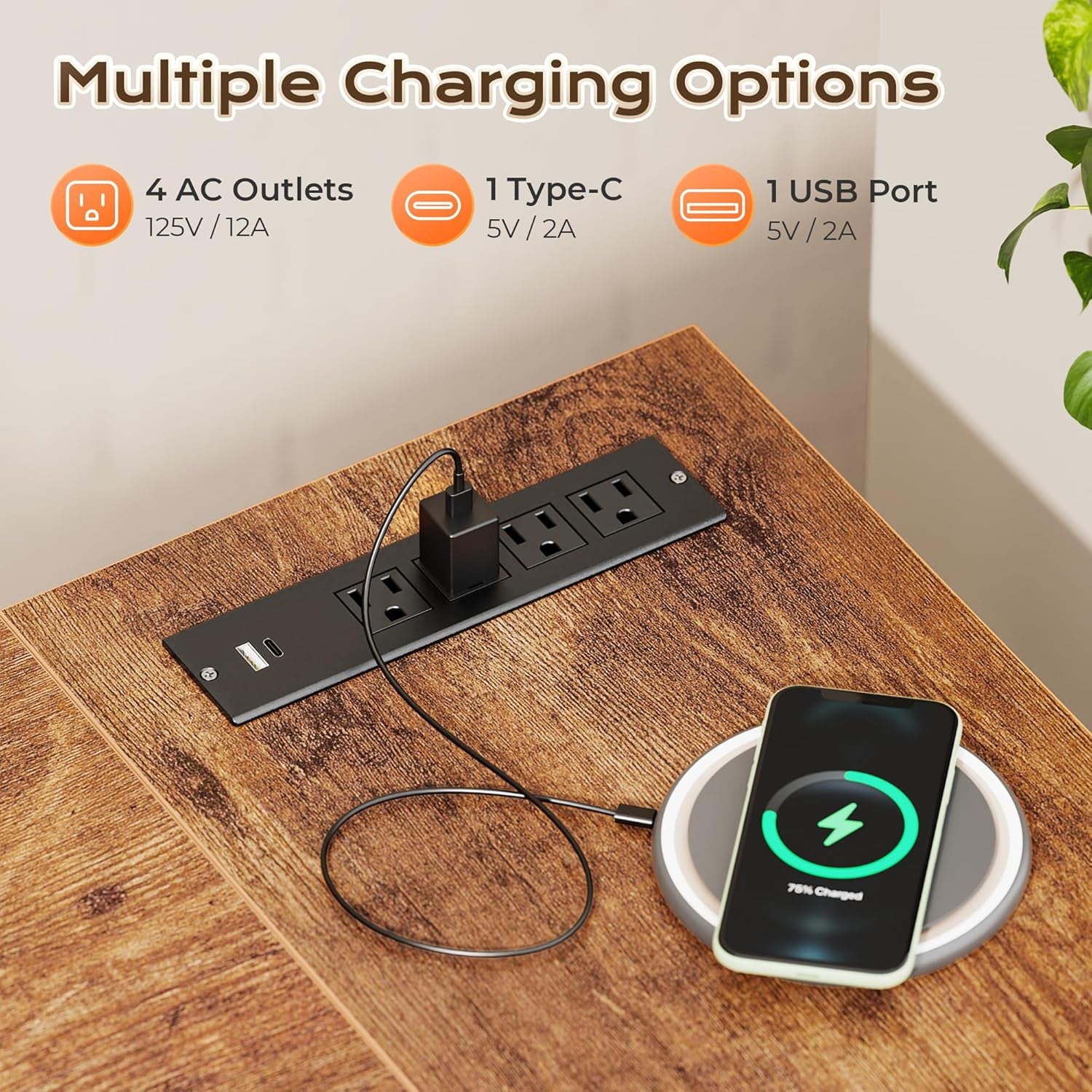 63-Inch L-Shaped Desk with Integrated Power Outlets and USB-C Port, Enhanced 0.95-Inch Desktop Thickness, Reversible Design, Spacious Corner Gaming and Office Desk, Sturdy Metal Frame, Rustic Brown Finish for Home Office and Study