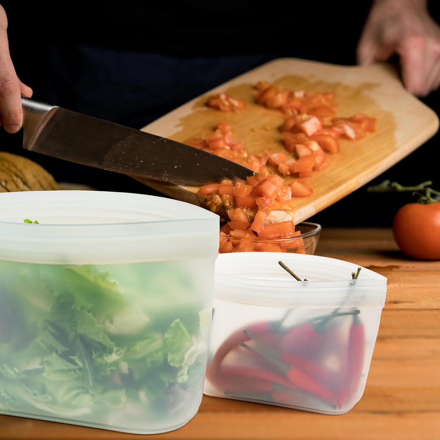 Silicone Bags for Food Storage, Reusable Zip Lock Bags Silicone Food Storage Containers, Freezer Microwave Oven Dishwasher Safe, Plastice Bpa-Free 5 Pack (40Oz 20Oz 12Oz 17Oz 34Oz)