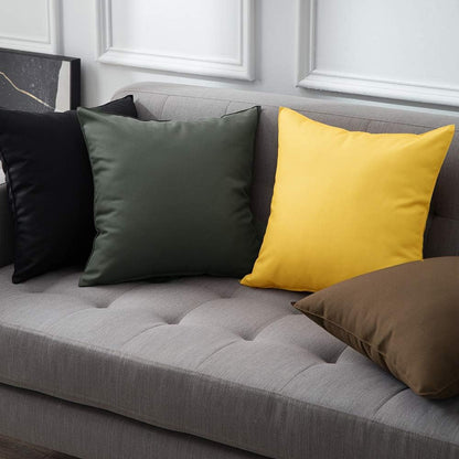 Pack of 2 Decorative Outdoor Waterproof Pillow Covers Square Garden Cushion Sham Throw Pillowcase Shell for Patio Tent Couch 18X18 Inch Yellow