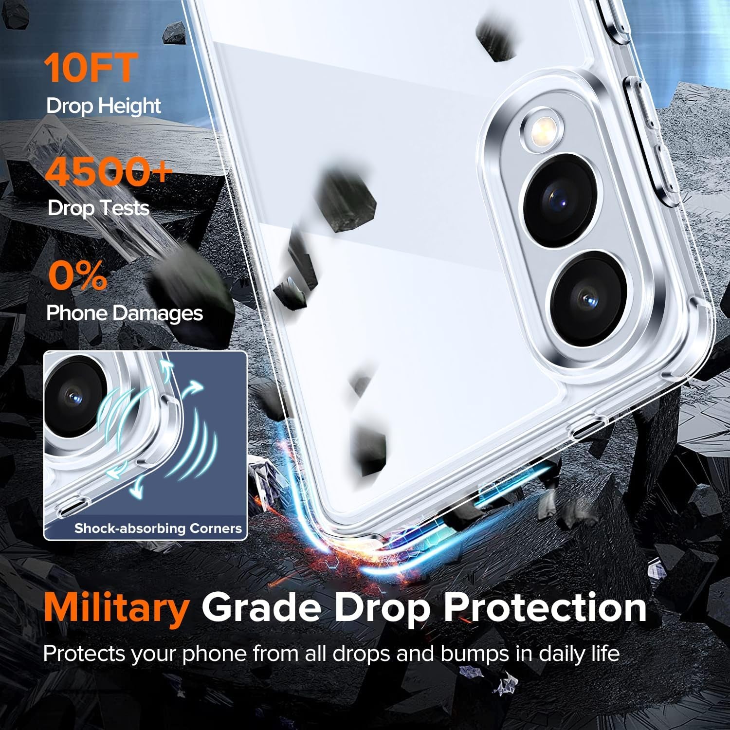 3-In-1 Case for Samsung Galaxy S25 Edge 5G 6.7" with 2 Pack Tempered Glass Screen Protector[Full Coverage], [Military Grade Protection] S25 Edge Slim Phone Bumper Cover Clear [Non-Yellowing]