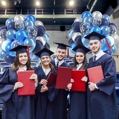 60Pcs Blue and Silver Balloons 12Inch with Navy Blue Pastel Blue Silver Confetti Balloons for Graduation Baby Shower Wedding Birthday Party Decorations