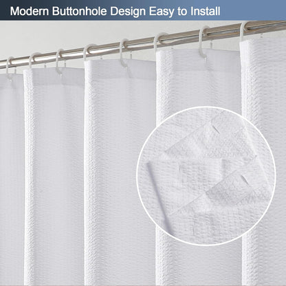 White Stall Shower Curtain for Bathroom, 3D Embossed Textured Fabric Small Shower Curtain for Narrow Stall Size, Machine Washable Water Resistance, Hotel Style, 36" W X 72" L, White