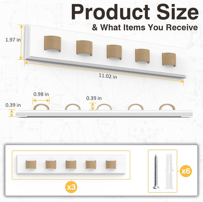 3 Pack Sunglass Organizer, Wall Mounted Sunglasses Organizer, Wooden Glasses Holder Sunglass Holder, Sunglasses Rack for Hanging Your Multiple Eyeglasses, for Wall, Home Decor(White)