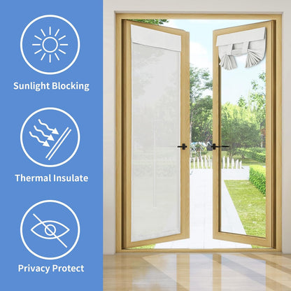 Linen Look French Door Curtains, Light Filgtering Privacy Window Door Curtain for Patio Glass Door Blind Tie up Shade, 1 Panel, 26X68 Inch, White