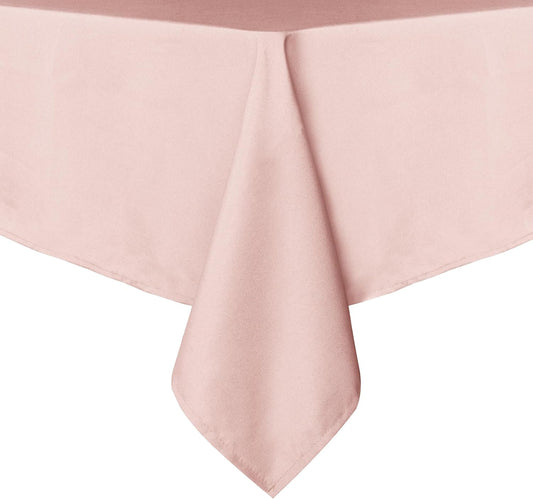 Rectangle Tablecloth - 60 X 84 Inch - Stain and Wrinkle Resistant Washable Polyester Table Cloth, Decorative Fabric Table Cover for Dining Tables, Buffet Parties and Camping, Blush
