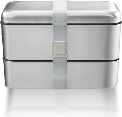 Stainless Steel Bento Box for Adult, 54Oz Metal Leak-Proof Lunch Box Containers, Double Layer Bento Lunch Box for Work Travel, Microwave Safe, with Detachable Divider