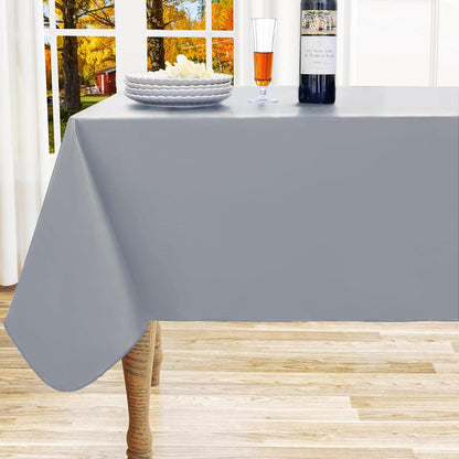 Rectangle Vinyl Tablecloth, Waterproof Spillproof Plastic Flannel Backed Table Cloth, Wipe Clean Table Cover for Dining, Buffet Parties and Camping (Grey, 54" X 78")