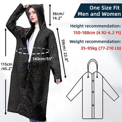 1 Pack Rain Ponchos for Adults Reusable, New Upgraded Thickened EVA Travel Raincoat Jacket with Hoods and Sleeves