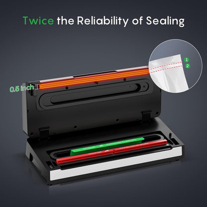 Vacuum Sealer Machine with Automatic Bag Detection, Double Heat Seal, Compact Food Sealer, Easy to Use, Starter Kit