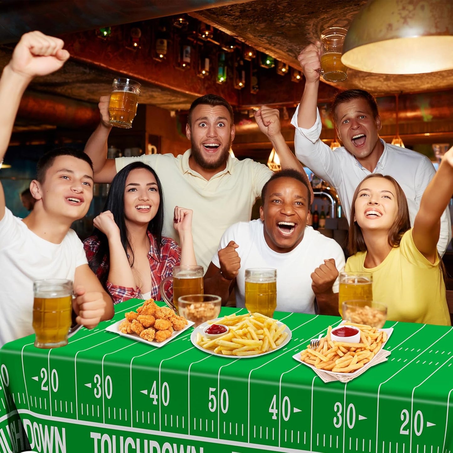 Football Party Decorations - 2PCS Touchdown Tablecloths, Disposable Tablecloths, Plastic Table Cover, Touchdown Theme Table Runner for Game Day, Birthday Party Supplies