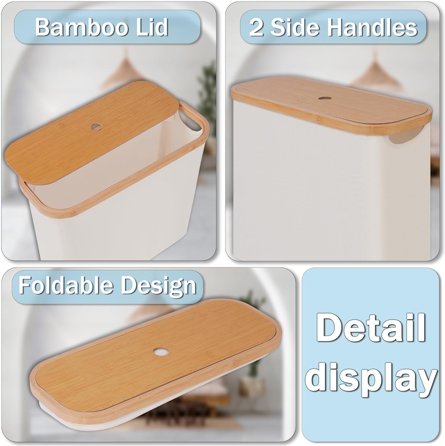 Toilet Paper Basket, Toilet Paper Storage with Lid, Toilet Paper Organizer for Bathroom, Free Standing Toilet Paper Holder with Storage, Beige