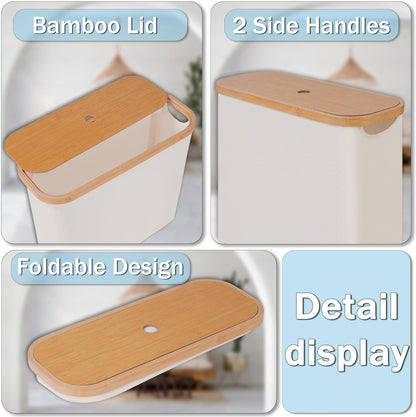 Toilet Paper Basket, Toilet Paper Storage with Lid, Toilet Paper Organizer for Bathroom, Free Standing Toilet Paper Holder with Storage, Beige