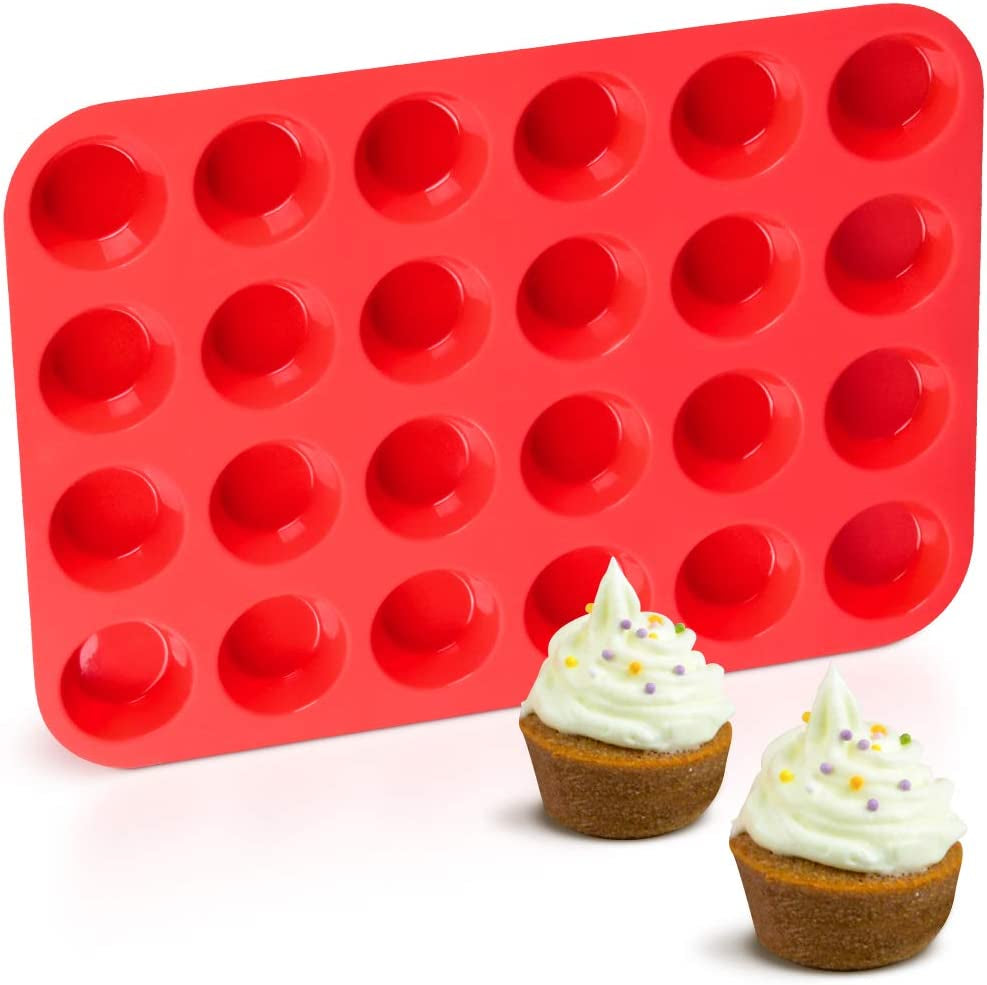 24 Cups Mini Muffin Pan, 7 Cups round Regular Muffin Pan for Air Fryer, Oven, Microwave