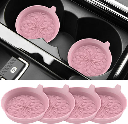 Car Cup Coasters [4 Pack] Silicone Cars Coasters - Universal Non-Slip Recessed Interior Accessories - Cup Holder Inserts Dusty Rose