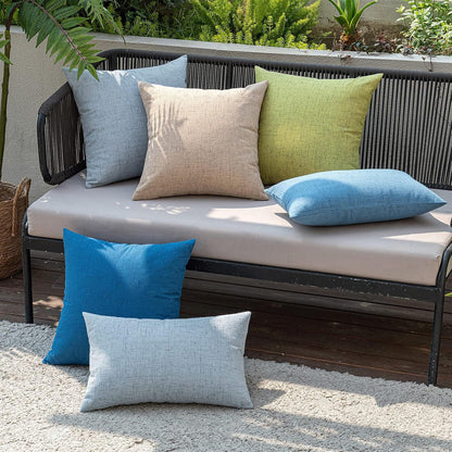 Pack of 2 Outdoor Throw Pillow Covers Waterproof Decorative Soft Pillowcases Linen Farmhouse Square Cushion Shams for Patio Balcony Couch Garden 20X20 Inch，Khaki