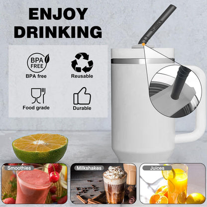 Reusable Silicone Straws -10.5 Inch Flexible Drinking Bendy Straws for Smoothies 20 & 30 Oz Tumblers, BPA Free (6 Pcs + 1 Cleaning Brushes ）