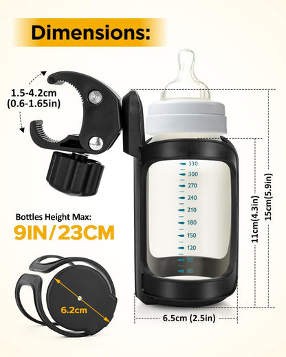 Pack of 2 Pram Cup Holder,Universal Stroller Cup Holders,Adjustable Pushchair Bottle Organizer for Bikes, Trolleys,Walkers and Wheelchairs