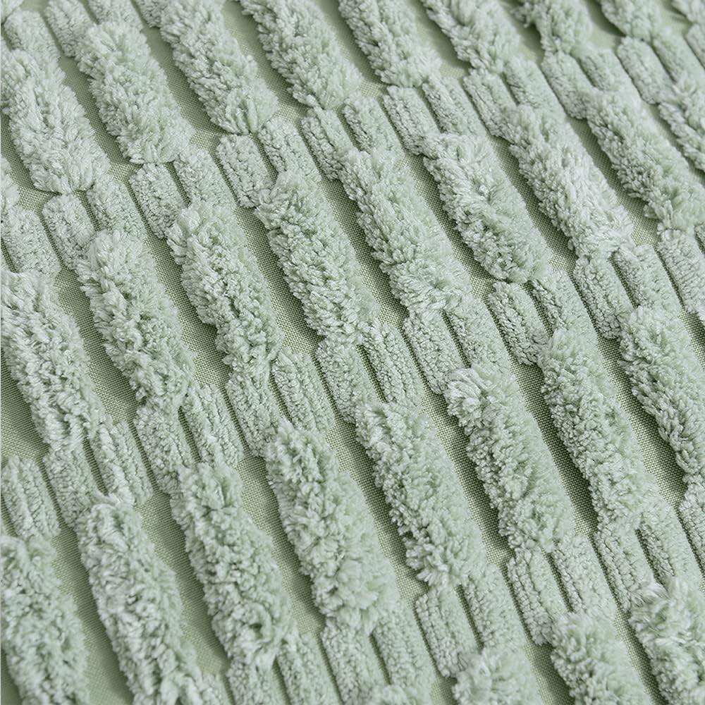 2 Packs Sage Green Decorative Throw Pillow Covers 18X18 Inch with Pom-Poms for Couch Bed Living Room, Farmhouse Boho Home Decor, Soft Corduroy Cute Square Cushion Case 45X45 Cm