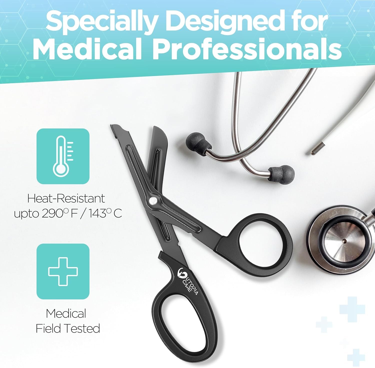 Medical Scissors Pack of 2, Stainless Steel EMT Trauma Shears for Nurses, Bandage Scissors with Stainless Steel Blades, All Purpose Surgical Shears, Black