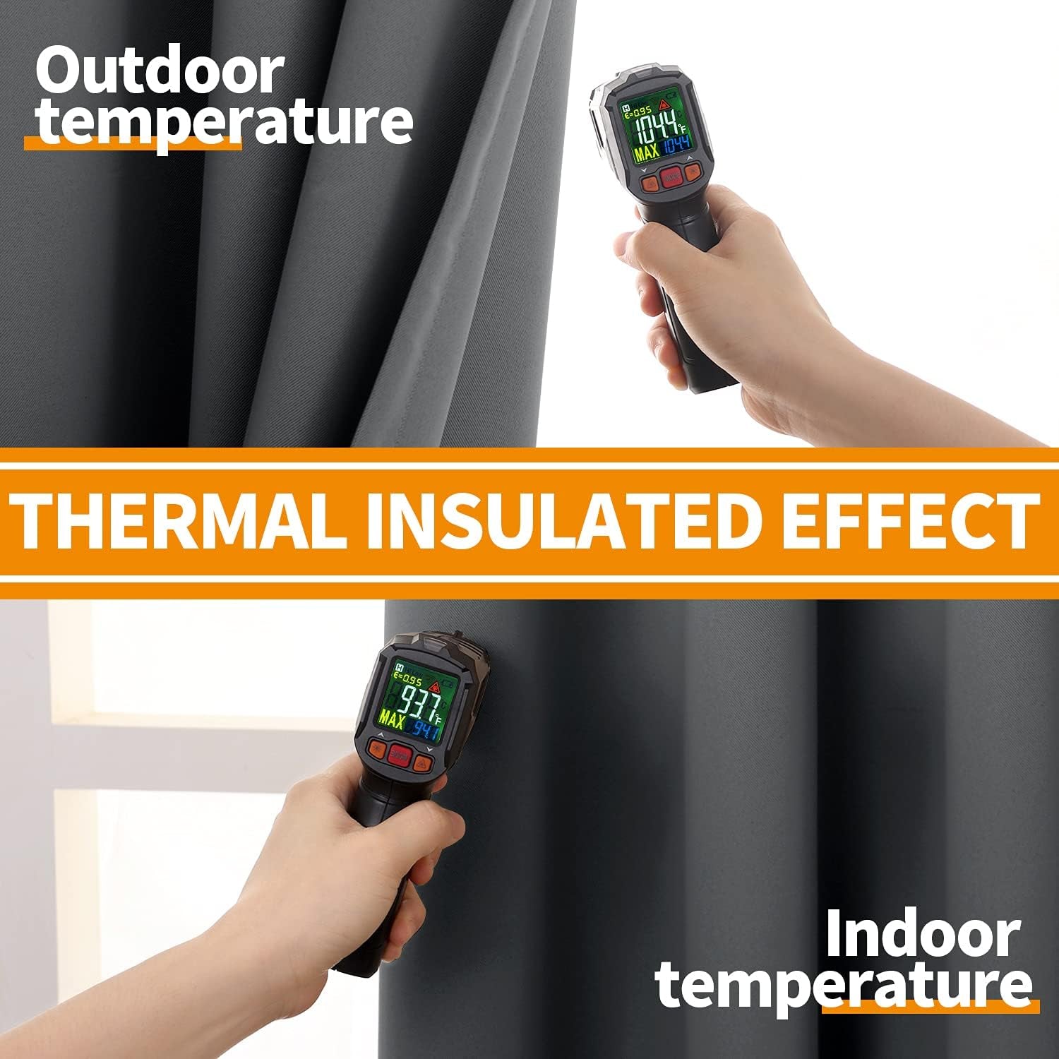 Blackout Curtains for Bedroom 63 Inches Long - Insulated Room Darkening Window Drapes with Grommet for Living Room Kids Energy Saving Thermal Curtain, 2 Panels, 42 X 63 Inch, Dark Grey