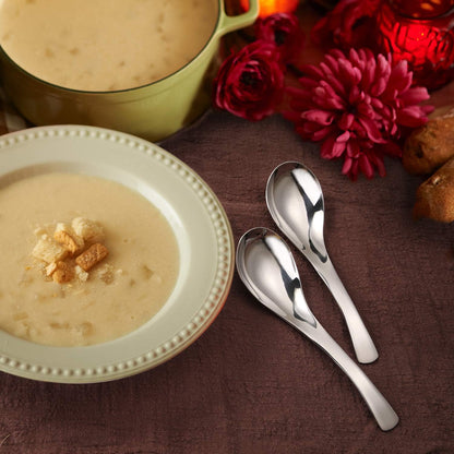 Thick Heavy-Weight Soup Spoons, High Grade Stainless Steel Soup Spoons, Set of 6