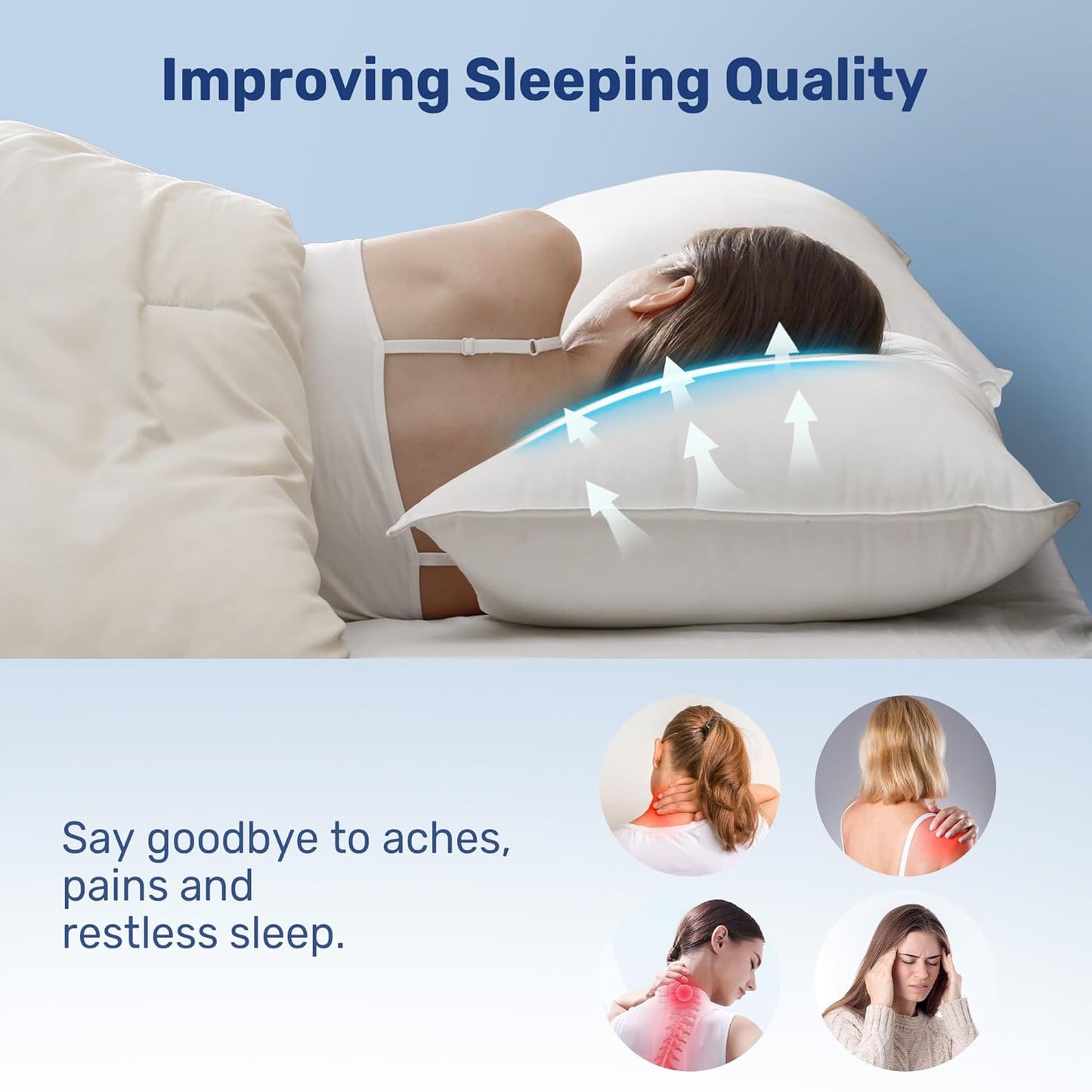 Ultra Soft Pillows Standard Size Set of 2 - Hotel Collection Luxury 100% Cotton Cover down Alternative Bed Pillow, Fluffy Pillows for Back, Stomach or Side Sleepers