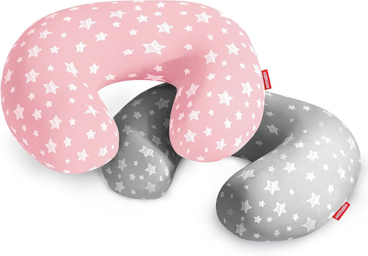 2 Pack Nursing Pillow Cover Grey and Navy for Infant, Snug Fits Boppy Nursing Pillows, Breastfeeding Nursing Pillow Slipcovers Super Soft, for Breastfeeding Moms, Pink & Gray Star