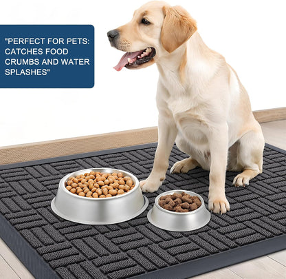 Front Door Mat outside Entrance 29X17, Absorbent, Heavy Duty Sturdy Natural Rubber Doormat Indoor Outdoor, Stain and Fade Resistant, Non-Slip Backing Low Profile Floor Mat for Entryway, Gray